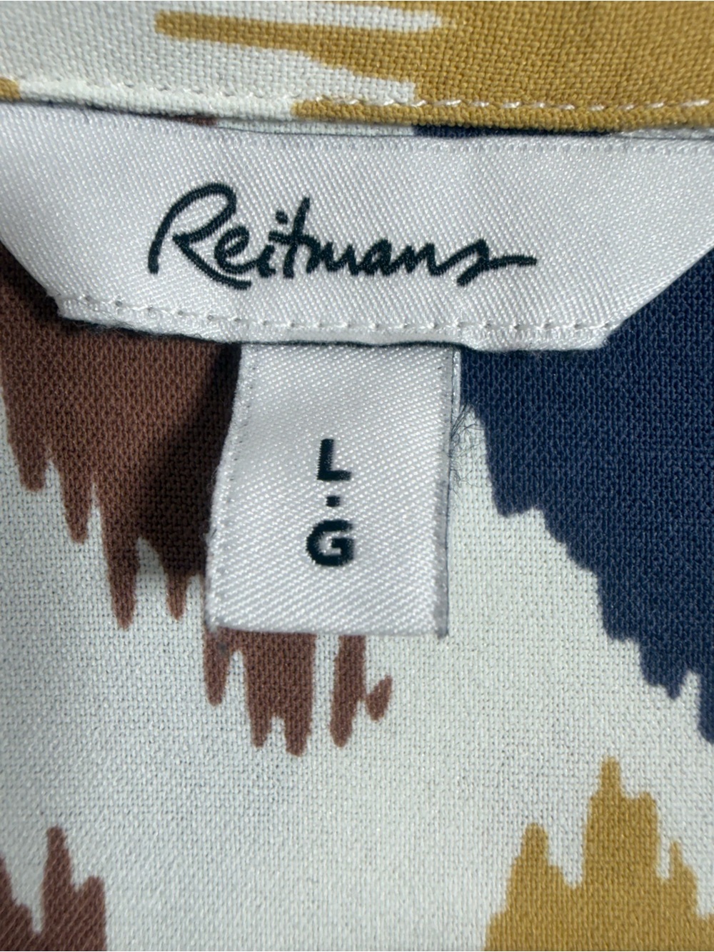 REITMANS Printed Short-Sleeve Tie-Front Button Shirt - Multicolor size large - Picture 2 of 10